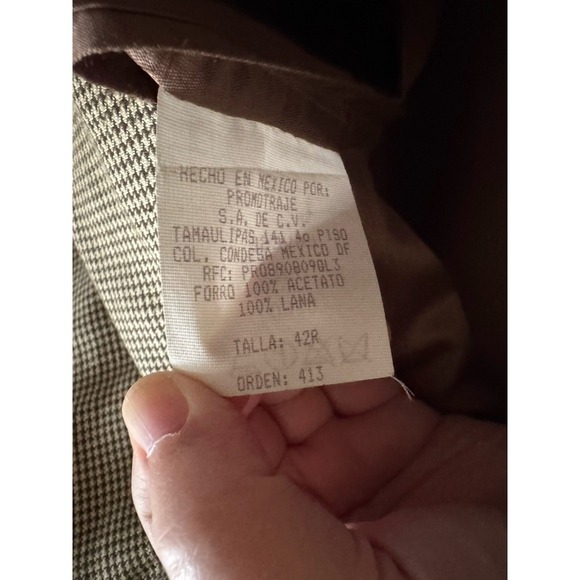 Aldo Conti Mens Italia Wool Herringbone Blazer Jacket Cream Brown 42R Formal - Picture 8 of 15